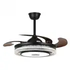 Crystal Chandelier Ceiling Bluetooth Music Fan LED 7Color Light 42" w/Remote