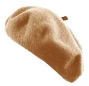 Women's French Beret Hat Solid Color Plain Wool Classic One Size Camel