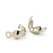 Clamshell Bead Tips Double Closed Loops 4mm 200pcs Silver Tone (FNBT0485)