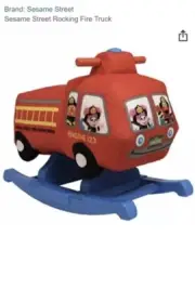 Sesame Street Rocking Talking Firetruck Soft Fire Truck Engine RARE Elmo Fireman