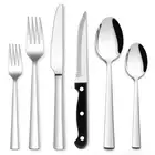 Silverware Set with Steak Knives, 48-Piece Stainless Steel Square Flatware Cu...