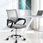 Gaming Office Chair Mid Back Mesh Height Adjustable Swivel Seat Chrome Base Grey