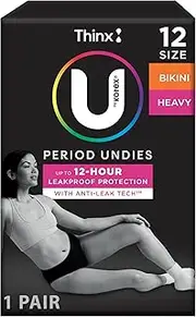 U by Kotex Thinx Period Undies Black Bikini Size 12 Heavy