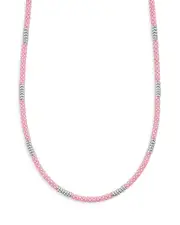 Lagos Sterling Silver Pink Caviar Pink Ceramic Bead Collar Necklace, 16