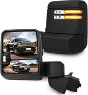 SCITOO Tow Mirrors Compatible for 2019-2022 For Chevy For Silverado For GMC For Serria 2500 3500 Towing Mirrors Power Heated Turn Signal Width Puddle Running Auxiliary Light Temp Sensor Black LH RH