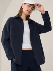 NWT Athleta Blue Overlook Microfleece Shirt Jacket - Size Medium