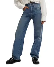 Free People Aster High Rise Straight Leg Jeans in Swarm