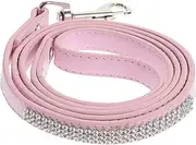 HOLIDYOYO Colorful PU Leather Dog Leash with Sparkly Rhinestones Comfortable Training Walking Leash for Dogs and Cats Pink Durable Flexible Design for Stylish Pet Outings
