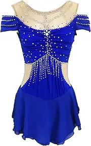 [Zagitova] Figure Skating Dress Girls, Women's Sleeveless Elastic Breathable Skating Ballet Skirts For Team Competition