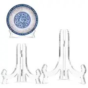 2 Pieces Plate Stand, 4.4/6.4 Inch Clear Acrylic Easels Display Stands, Plate...
