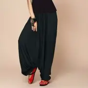 Women Men Ethnic Harem Pants Lantern Leg Drop Crotch Long Baggy Dance Trousers