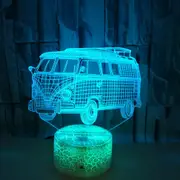 Crack Base Car Series Creative 3D Colorful LED Decorative Night Light, USB with Touch Button Version