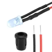 10Set DC 12V 5mm Pre Wired LED with Holder White Light Lens 8mm Panel Mount