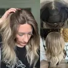 Light Blonde Lace Front Wigs Ombre Roots Human Hair Wig Natural Wave 13x4 Lace
