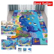 Portable Kids Play Mat with ABC Animals - Safe Non-Toxic Foldable Rug 78.7x59 IN