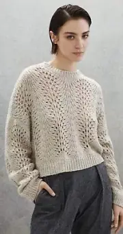 Brunello Cucinelli Cashmere Feather Yarn Sequined Sweater, Size L