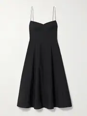 [KHAITE] KHAITE - Isabella Cotton-canvas Midi Dress - Black - US12 US 12 Black