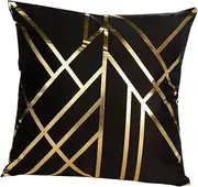 COMNESTBI 1pc Elegant Bronzing Square Pillow Cover Classic Geometric Design for Living Room Bedroom Car Decor Soft Plush Material for Home Present Use