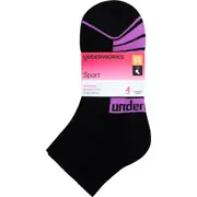 Underworks Ladies Quarter Crew Socks Size 5-8 Black 4 pack
