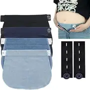 WUSJCOF Pack of 4 Pants Waist Extender, Pregnancy, Trouser Button Extension, Pregnant Women, Button Extension for Trousers (Black, Blue, Light Blue, Dark Blue), 多色