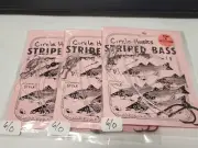 3 NJ Hand Tied Hi-Lo Pompano Style Striped Bass 6/0 Inline Circle Hook Bait Rigs