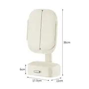 TOOLKISS Milky White LED Lighted Tri-Fold Makeup Mirror with Storage Drawer & Magnification – Adjustable Brightness, USB Charging Port, 360° Rotation for Flawless Makeup Application