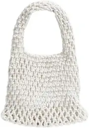 [Generic] Mini Clutch Handbag Fishing Net Bucket Bag Cotton Crochet Woven Beach Bag Pouch for Women Girls