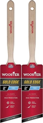 Wooster Genuine 2" Gold Edge Angle Sash Paintbrush 2-Pack, 5231-2-2PK