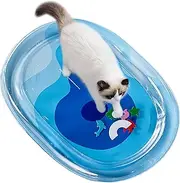 Water Mat for Cats | Pet Cooling Mat - Portable Water Play Pad Toys Sensory Game with Fish for Indoor Outdoor Crate Kennel Bed