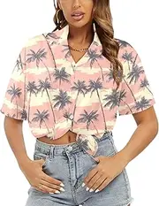 [Generic] Women's Short Sleeve T Shirt, Comfy Button Down T-Shirt,Soft Beach Summer Tops Blouses, Old Island Charm-28