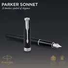 Parker Sonnet Matt Black Lacquer Chrome Trim Fountain Pen Medium Nib #1931522