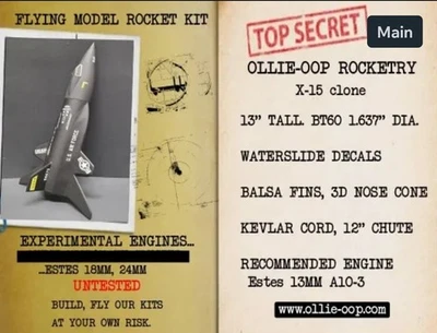 Estes X-15 Flying Model Rocket Kit NASA X-15 Model Rocket Clone New Sealed