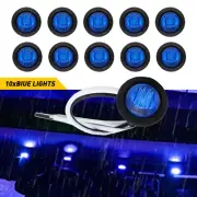 10pcs Mini 3/4" Round LED Clearance Side Marker Truck Trailer Bullet Light Blue (for: Mini)
