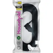 HPM Black Extension Lead 2m, 10A 3-Outlet Power Cord with Slim Side Entry Plug, Entertainment Grade