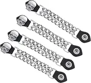 EXCELSIOR Unisex Metal & Leather Chrome Durable Motorcycle Vest Extenders Skull Chain For Bikers -4', 6 1/2', Black (4 pc)