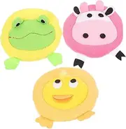 Healeved Soft Baby Bath Sponge Set Animal Scrubbers for Newborn Boys and Girls Bath Time