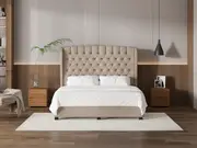 My Style Winged Headboard & Slimline Base - King / Natural / Drawer Base