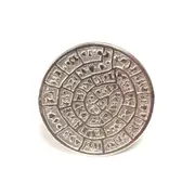 Greek Phaistos Disc Ring In Rhodium Plated Sterling Silver