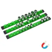Magnetic Socket Organizer Set, 3-Piece Heavy Duty Aluminum Socket Holder Sock...