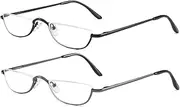 Half Frame Reading Glasses - Half Moon Readers with Spring Hinge for Women Men