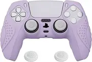 PlayVital Guardian Edition Mauve Purple Ergonomic Soft Anti-Slip Controller Silicone Case Cover for DualSense, Rubber Protector Skins with White Joystick Caps for PS5 Controller