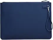 [VKEID] Document Holder Leather File Bag A4 Briefcase Business Large Capacity Folder Zip File Bag Student File Bag(Blue)