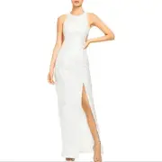 Aidan Maddox White Sequin Cutout Mermaid Dress Gown Size 10 NWT