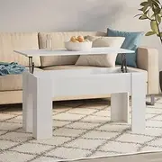 Coffee Table High Gloss White 101x49x52 cm Engineered Wood,Modern Lift Top Coffee Table with Storage Space for Home and Office Accent Furniture, Accent Coffee Tables