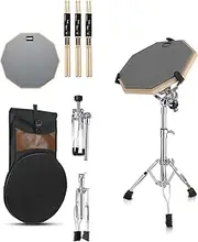 Drum Practice Pad Kit With Snare Drum Stand And Drumsticks 12 Inch Mute Double Sided Silent Drum Practice Training Pad Set with Drumsticks, Carrying Bag, Adjustable Stand