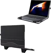 Laptop Case Cover for 15.6" Samsung Galaxy Book4/3/2 360 Pro 360 15.6 Pro 4/3/2 NP950 NT955 NP750 Notebook Sleeve Bag PU Shell with Kickstands (Black, 15.6)