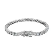 ANYCO Bracelet Rhodium Plated 4mm Round 5A Cubic Zirconia Classic Tennis Bangle 925 Sterling Silver Bracelets for Women