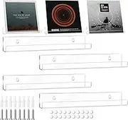 MINISOISO Set of 4 Wall Shelves, Floating Set, Acrylic Shelf, Transparent, Floating Shelf for Children's Room for Books and Photos, Shelves for Walls for Kitchen, Bathroom, Office, Living Room, 30.5 x