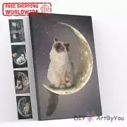 Paint By Numbers Kit Moon Cat Animal DIY Wall Decor Art Home Beginner Painting
