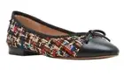 Steve Madden Glossie Ballet Flat Slip ons Tweed Cap Toe Bow Size 6.5 Colorful